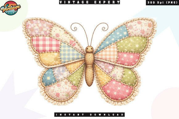 Butterfly Patchwork Pastel Floral PNG: A Versatile Design for Spring and Creative Projects