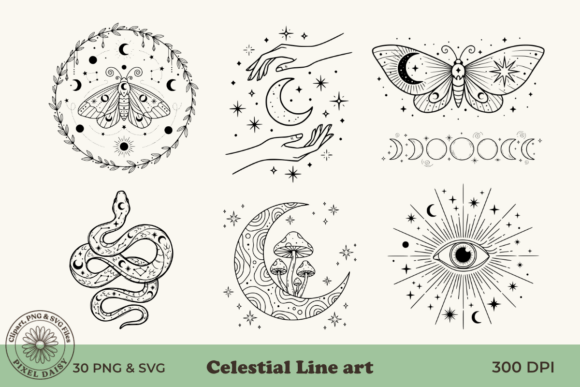 Celestial Line Art Bundle: A Practical Resource for Creative Professionals
