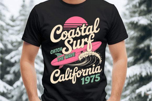 Coastal Surf California 90s Summer PNG: A Creative Design Resource for Print Projects