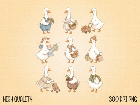Cottagecore Farm Goose Clipart PNG