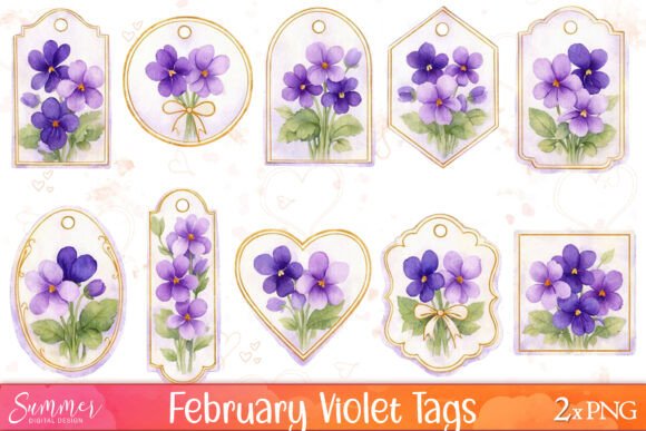 Elevate Your Creative Projects with February Violet Tags Sheets Printable