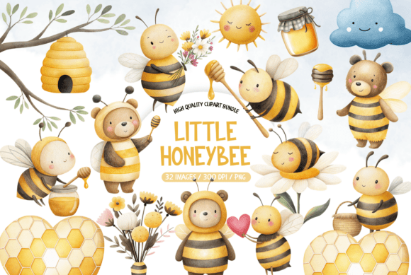 Garden Honey Bee Illustrations: A Versatile Digital Collection for Creative Projects