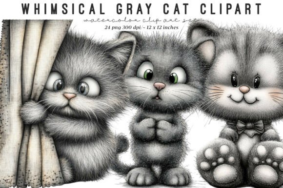 Gray Cat Clipart Bundle – Creative Possibilities Without the Hassle