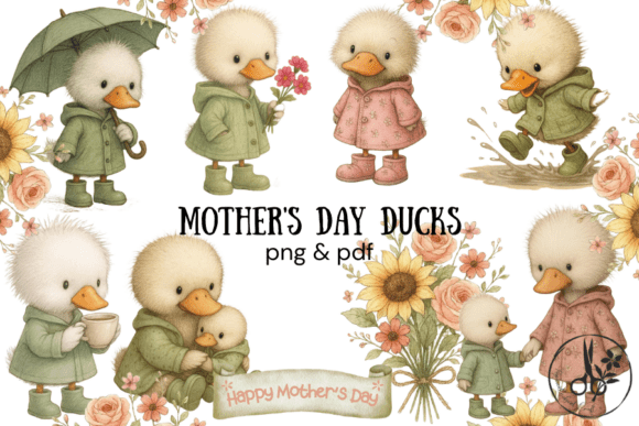Mother’s Day Duck Themed Clipart Images