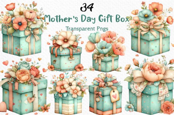 Mother’s Day Gift Box Clipart PNG: A Creative Resource for Heartfelt Designs
