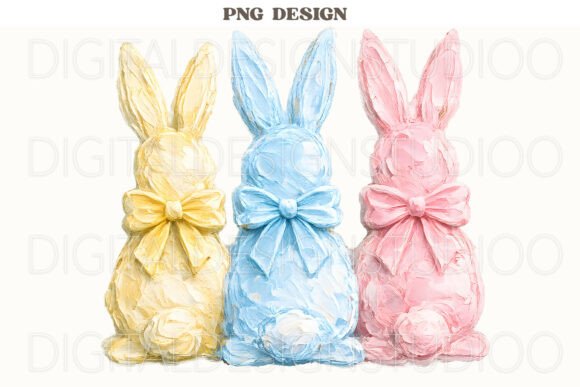 Pastel Easter Bunny Trio PNG: A Versatile Design Asset for Creative Entrepreneurs