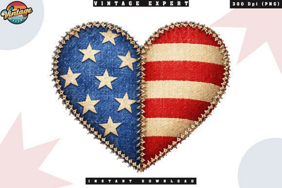 Patriotic Heart Crochet Yarn Faux PNG: Strategic Design for 4th of July and Patriotic Creative Projects
