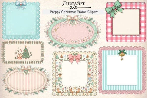 Preppy Christmas Frame Clipart: A Versatile Design Resource for Creative Projects