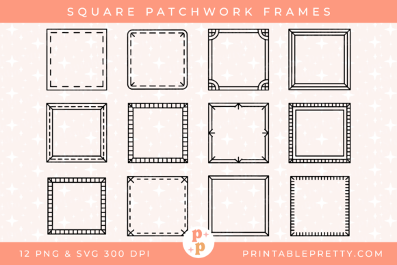 Square Patchwork Frames SVG PNG Pack Guide