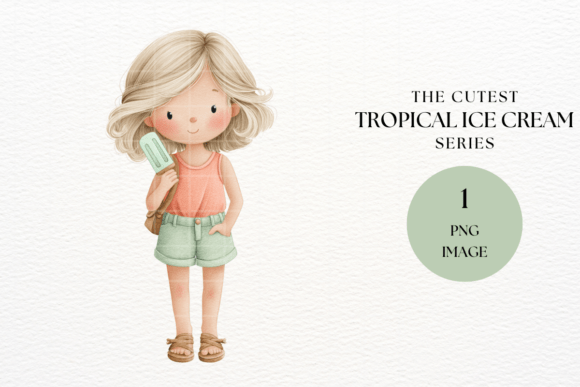 Toddler Girl Watercolor Clipart Summer: Elevating Creative Projects with High-Resolution Character Art