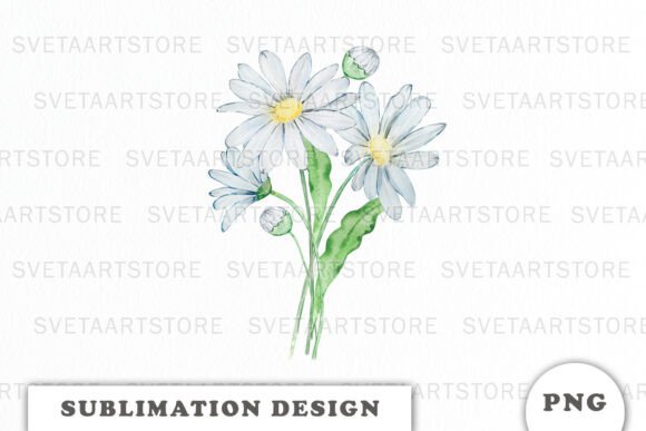 Watercolor Daisy Flowers Bouquet PNG for Creative Projects