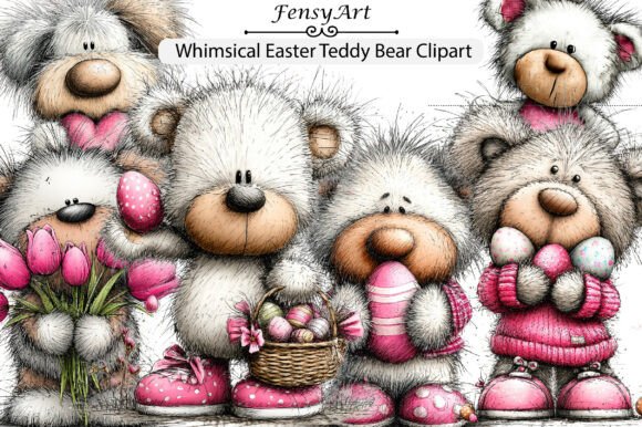 Whimsical Easter Teddy Bear Clipart