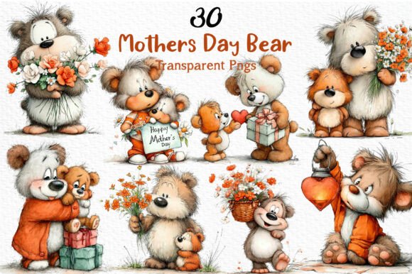 Whimsical Mother's Day Bear Clipart: A Creative Treasure